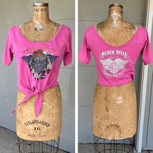 VTG '95 Harley-Davidson Motorcycle Sturgis Rally Single Stitch Tie-Up Tee - L - Picture 2 of 7